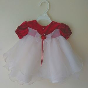 ✨ Rare Editions Red Velvet Flare Dress Infant 3m